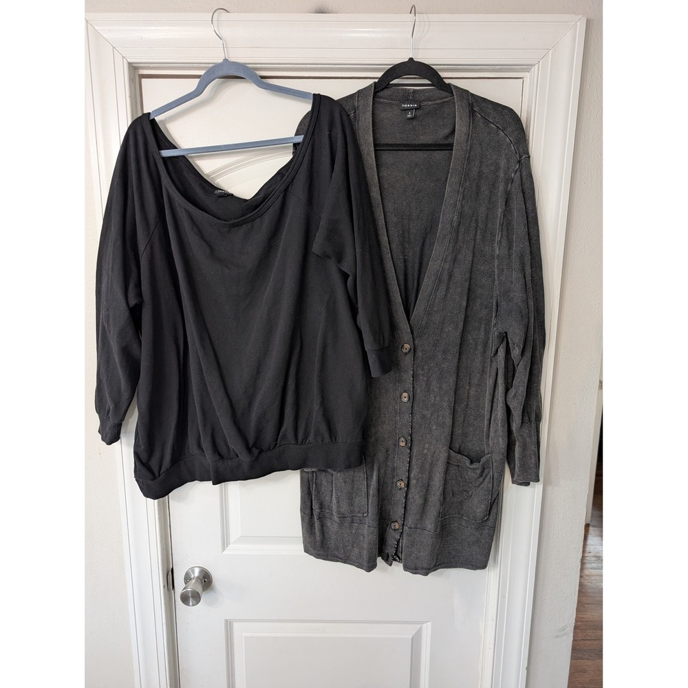 Torrid Womens Plus Size 4 Cardigan Sweatshirt Bundle Charcoal Black Mineral Wash